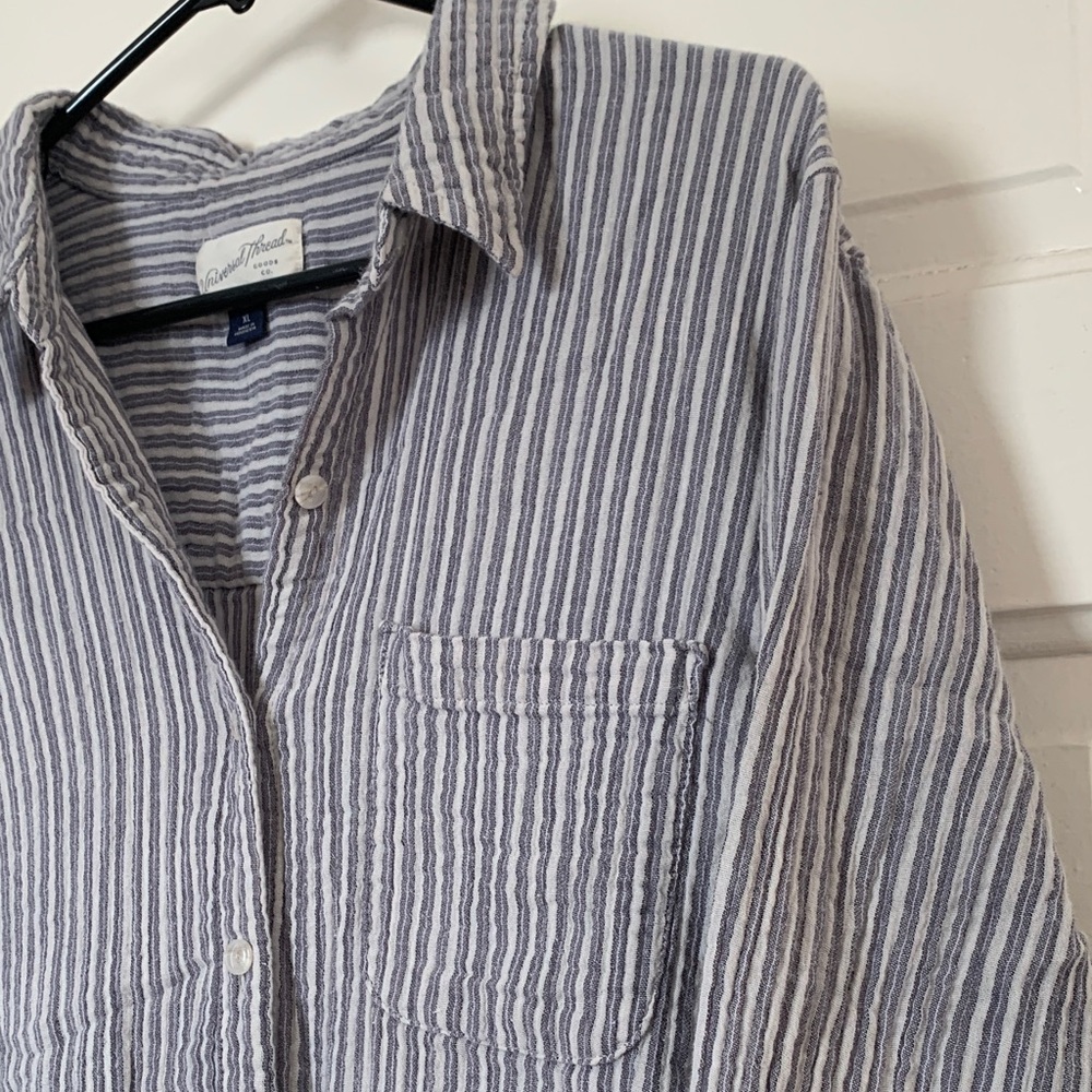 100% Cotton Universal Thread Striped Button-Up - image 5